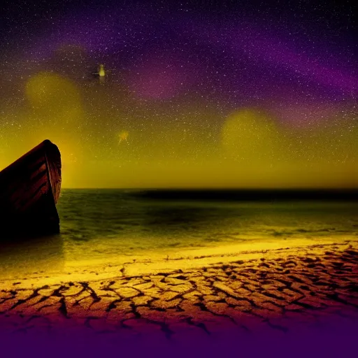 Prompt: beutiful purple stary night, concept art, 4 k, light dust, beach