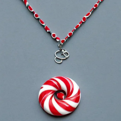 Image similar to candy cane necklace, photorealistic, beautiful, recursive