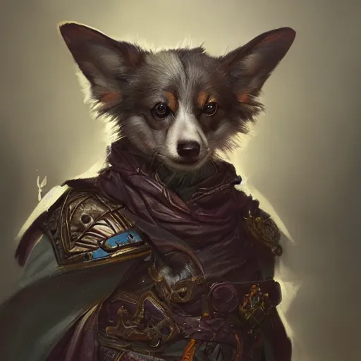 Prompt: warlock corgi, d & d character, fantasy, highly detailed digital illustration, hyperrealistic, dark, artgerm, greg rutkowski, trending on artstation, award - winning, 8 k