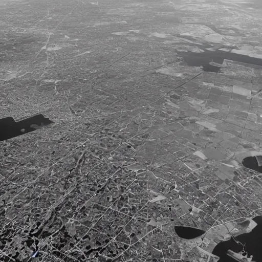 Prompt: infrared camera view from bomber, flying over new york, miltary
