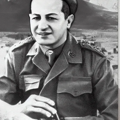 Prompt: masoud barzani in ww 2 coloured image