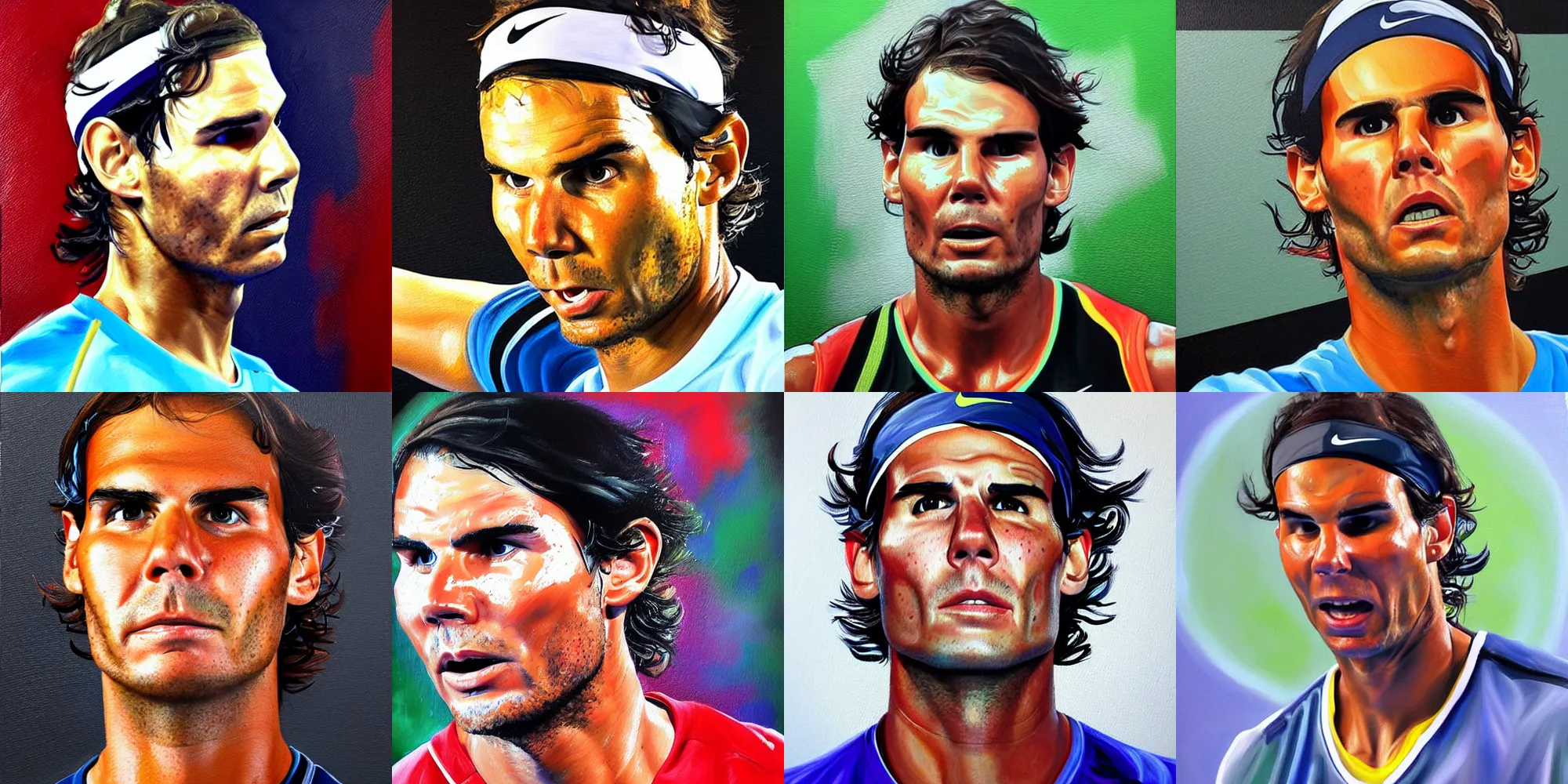 Prompt: high - quality rafael nadal painting with high detail, hd, exaggerated portrait of larry david, photorealistic lighting