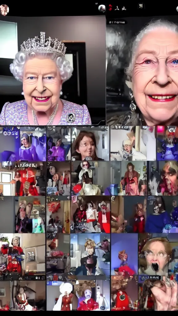 Prompt: queen elizabeth tiktok live stream screenshot