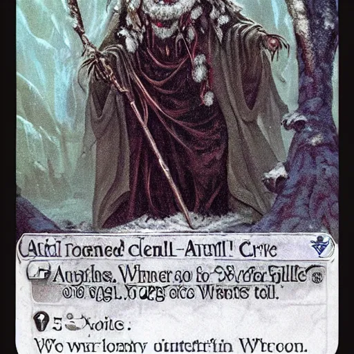 Prompt: auril, god of winter, owl faced crone