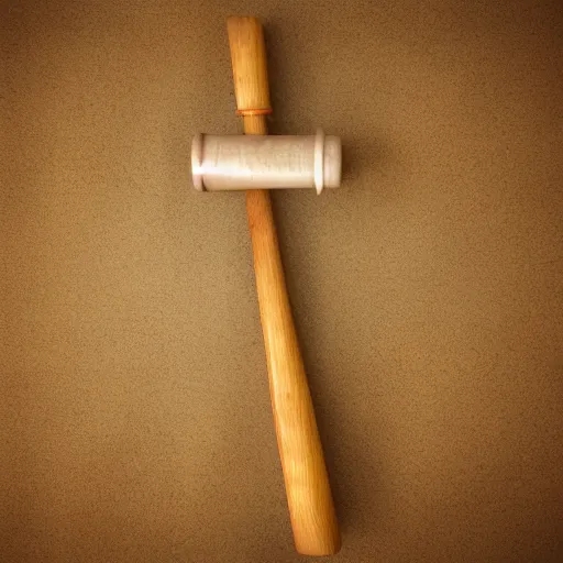 Prompt: 3 d render of hammer, stock photo