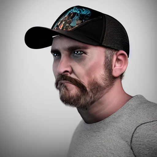 Image similar to hyperrealistic dslr film still of amorphous squid disguised as redneck wearing trucker hat, stunning 8 k octane comprehensive 3 d render, inspired by istvan sandorfi & greg rutkowski & unreal engine, perfect symmetry, dim volumetric cinematic lighting, extremely hyper - detailed, extremely lifelike attributes & lifelike texture, intricate, masterpiece, artstation, stunning