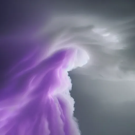 Image similar to amazing photo of purple clouds in the shape of a tornado, digital art, beautiful dramatic lighting