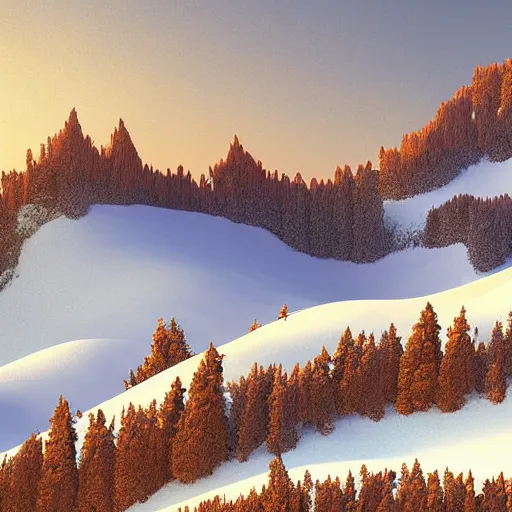 Prompt: curved perspective digital art of a mountain with snow