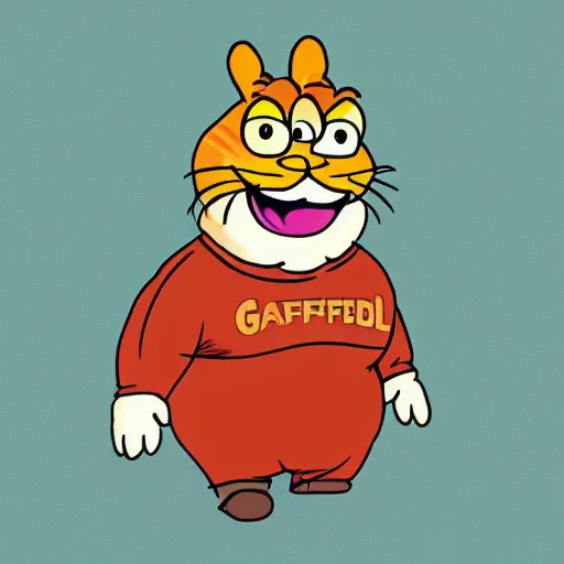 Prompt: garfield as a body builder with clothing