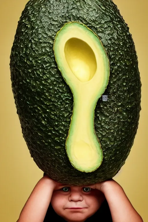 Image similar to 📷 gaten matarazzo the avocado head 🥑, made of food, head portrait, dynamic lighting, 4 k