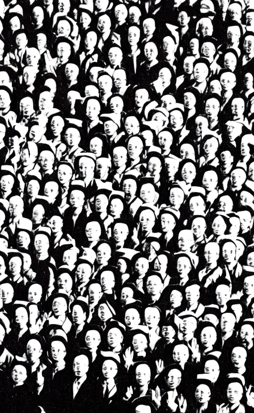 Image similar to mao zedong driving a crowd of skeletons