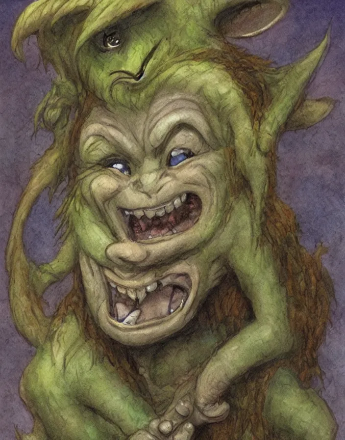 Image similar to cute little troll, in the style of Tony Diterlizzi and Brian Froud, painterly