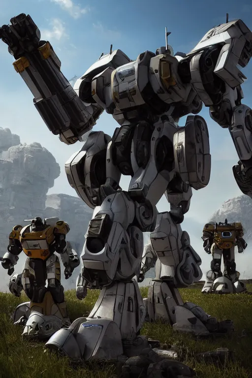 Image similar to mechwarrior 5 : mercenaries mech megaman transformer robot boss tank engine game octane render, 4 k, hd 2 0 2 2 3 d cgi rtx hdr style chrome reflexion glow fanart, global illumination ray tracing hdr fanart arstation by sung choi and eric pfeiffer and gabriel garza and casper konefal pixar and disney unreal zbrush central hardmesh