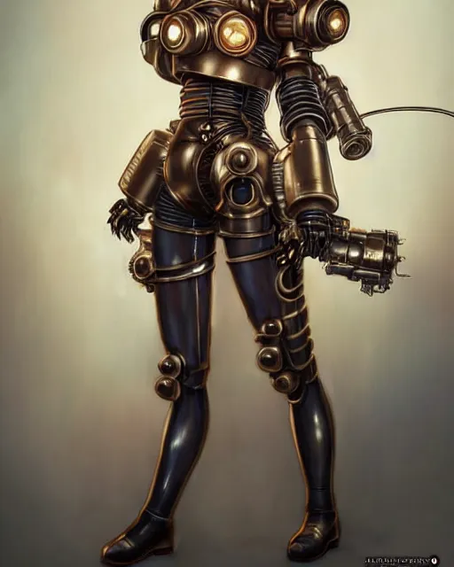 Image similar to portrait Anime Girl in mechanical armor steampunk cute-fine-face, pretty face, realistic shaded Perfect face, fine details. Anime. Bioshock steampunk realistic shaded lighting by katsuhiro otomo ghost-in-the-shell, magali villeneuve, artgerm, rutkowski Jeremy Lipkin and Giuseppe Dangelico Pino and Michael Garmash and Rob Rey