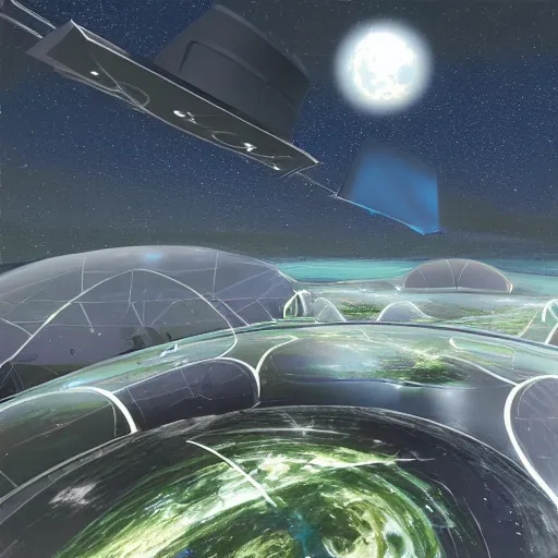 Image similar to solarpunk space habitat