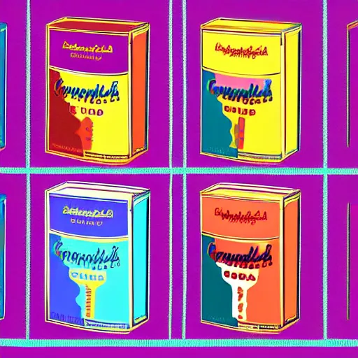 Prompt: a set of cereal boxes designed by andy warhol, digital art