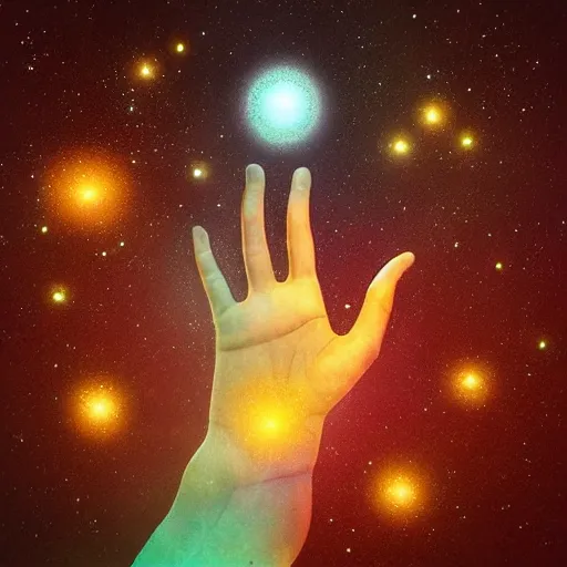 Image similar to “universe on hand, digital art, 8k”