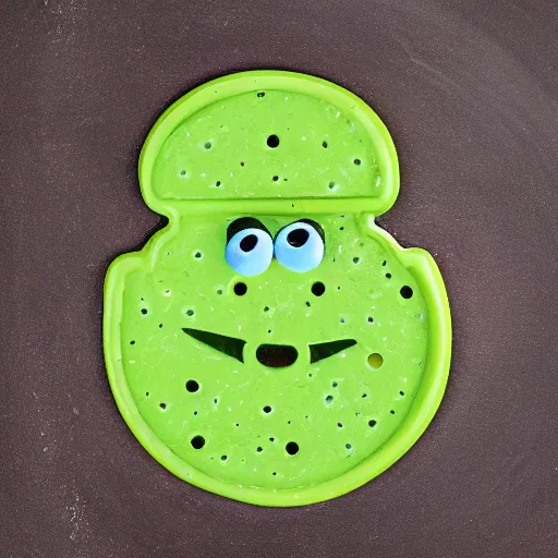 Image similar to cartoon green cheese with holes