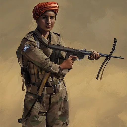 Image similar to a female peshmerga, by Sam Weber