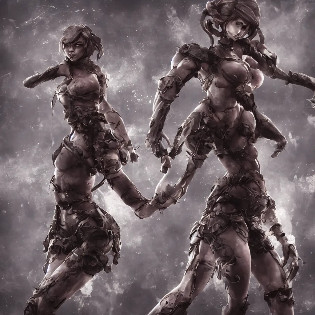 Image similar to female game character with multiple arms, highly detailed, octane render, bokeh