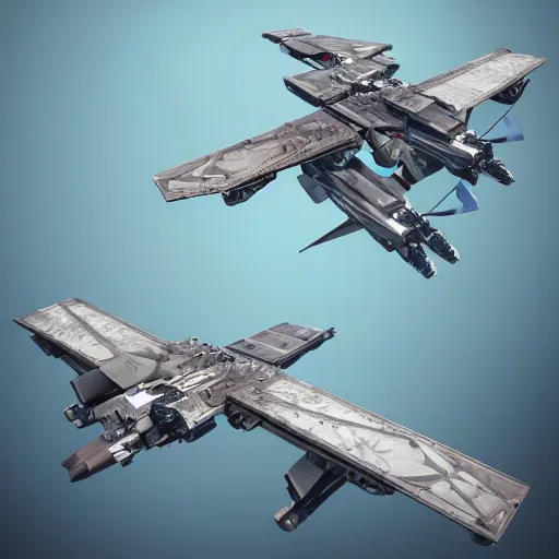 Image similar to a mechanized albatross with wings spread out, orthographic view, top down view, bottom view, side view, blueprints, tie fighter, mecha, cybernetic, jet fighter, space shuttle, robotic, highly detailed, artstation, super realistic, unreal engine