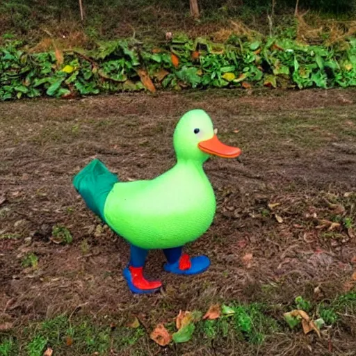 Image similar to a cabbage dressed as a duck