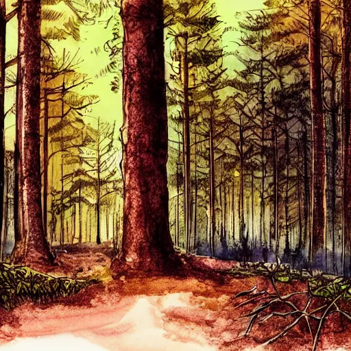 Prompt: beautiful forest, cello, watercolor, dramatic lighting, cinematic, establishing shot, extremely high detail, photo realistic, cinematic lighting, pen and ink, intricate line drawings