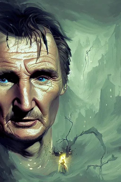 Image similar to liam neeson, sorcerer, lord of the rings, tattoo, decorated ornaments by carl spitzweg, ismail inceoglu, vdragan bibin, hans thoma, greg rutkowski, alexandros pyromallis, perfect face, fine details, realistic shaded