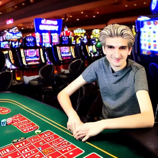 Image similar to gigachad xqc gambling : : realistic : : 1 dslr : : 1 - - quality 2