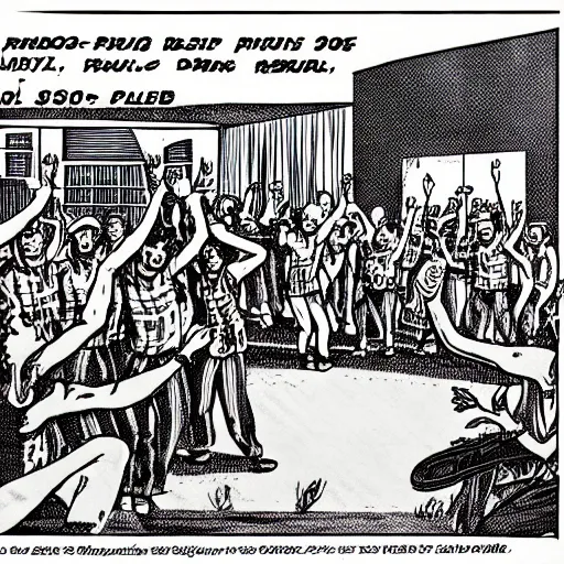 Image similar to robert crumb comic about pembroke pines flanagan high school students partying accurate eyes high detail