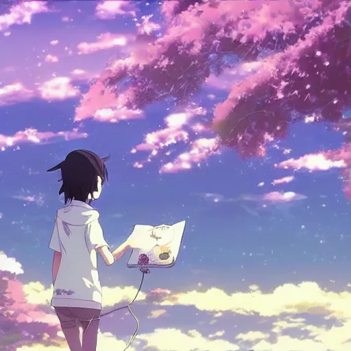 Prompt: ice cream, anime scenery by Makoto Shinkai