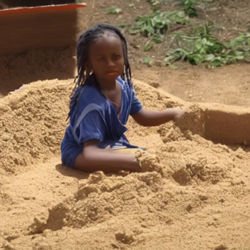 Image similar to still of young Anaking Skywalker playing in a sandbox