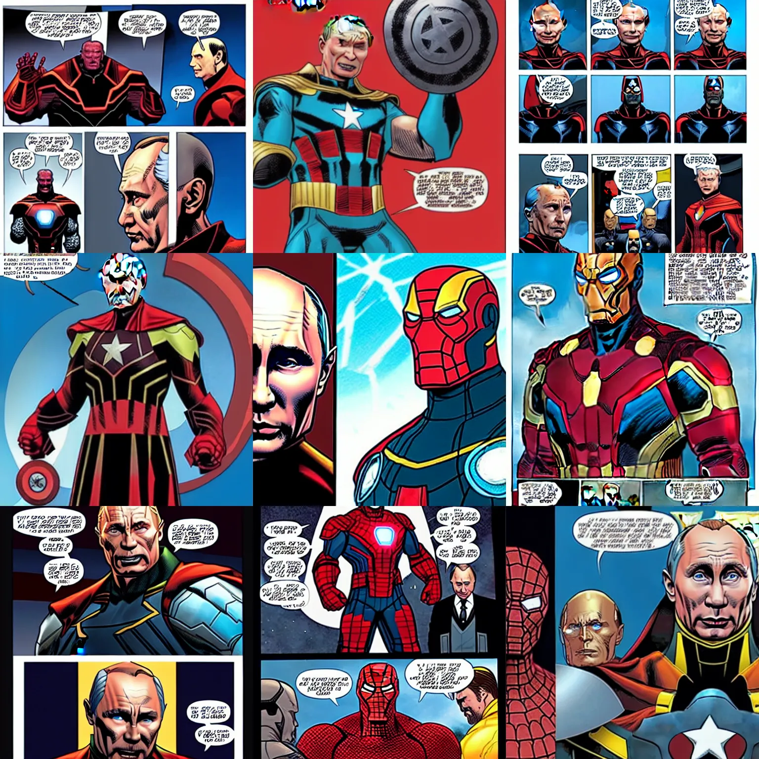 Prompt: old vladimir putin as tanos from avengers infinity war marvel comic book