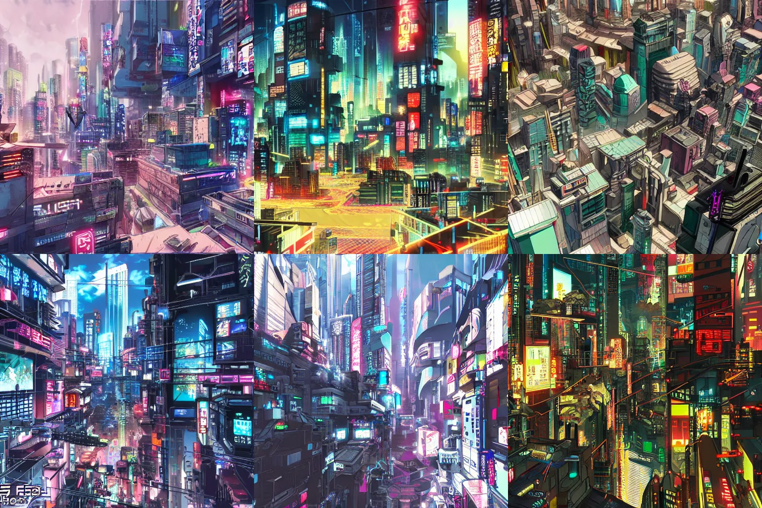 Prompt: highly detailed anime cyberpunk city, from the anime film by studio 4c