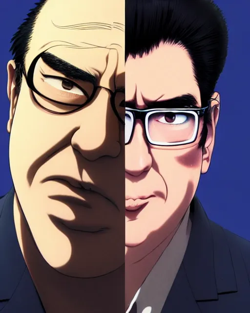 Image similar to portrait Anime guy as Danny de Vito. fine-face, pretty face, realistic shaded Perfect face, fine details. Anime. realistic shaded lighting by Ilya Kuvshinov katsuhiro otomo ghost-in-the-shell, magali villeneuve, artgerm, rutkowski, WLOP Jeremy Lipkin and Giuseppe Dangelico Pino and Michael Garmash and Rob Rey in official suit