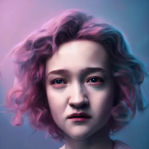 Image similar to julia garner starring as delirium of the endless, made by stanley artgerm lau, wlop, rossdraws, artstation, cgsociety, concept art, cgsociety, octane render, trending on artstation, artstationhd, artstationhq, unreal engine, 4 k, 8 k