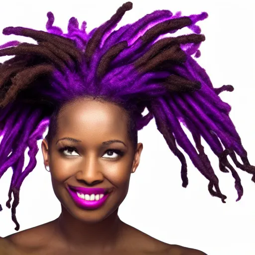 Image similar to black woman with purple dreads in space