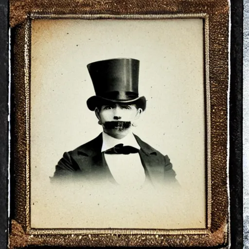 Prompt: portrait of flat erik with a top hat, 1 8 9 0 vintage photo