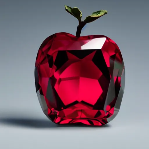 Prompt: an apple is made of ruby crystal