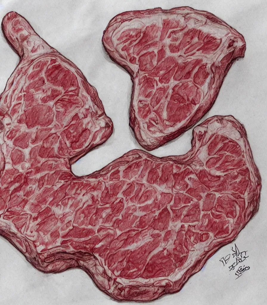 Prompt: kid drawing of rib meat, realistic