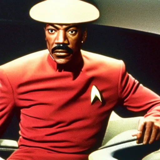 Image similar to a promotional still of Eddie Murphy in Star Trek 1966.