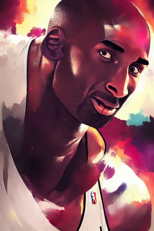 Image similar to kobe bryant, manga cover art, detailed color portrait, artstation trending, 8 k, greg rutkowski