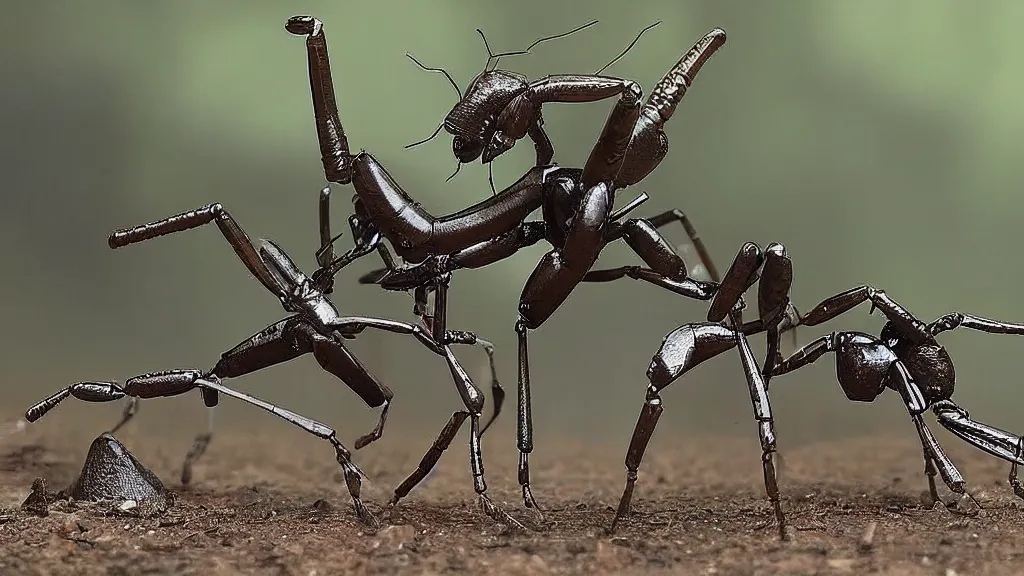 Prompt: futuristic soldiers are in an epic battle against giant ants