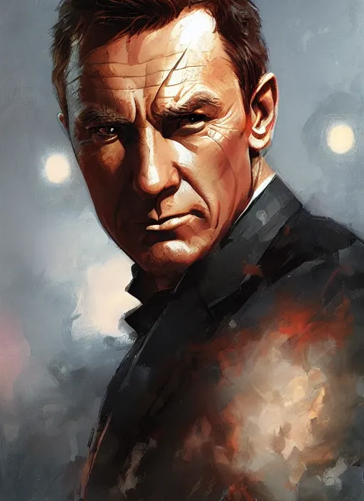 Prompt: Portrait James Bond, marvel comics, dark, intricate, highly detailed, smooth, artstation, digital illustration by Ruan Jia and Mandy Jurgens and Artgerm and Wayne Barlowe and Greg Rutkowski and Frank Frazetta