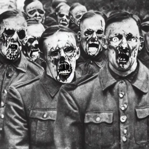 Prompt: nazi zombies, historical photograph