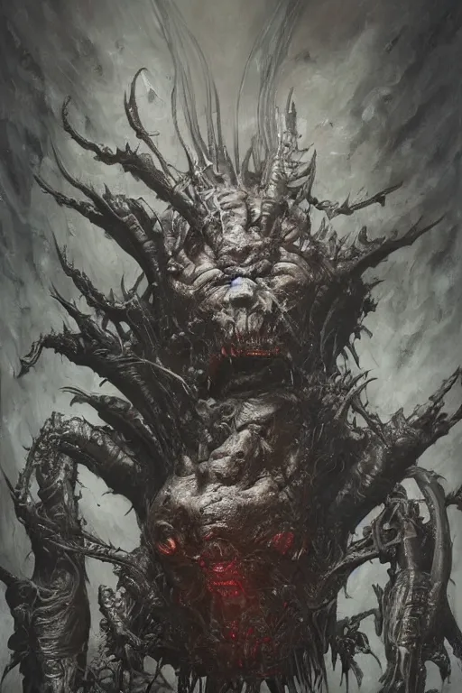 Image similar to portrait of jack black by hr giger, greg rutkowski and wayne barlowe as a diablo, resident evil, dark souls, bloodborne monster