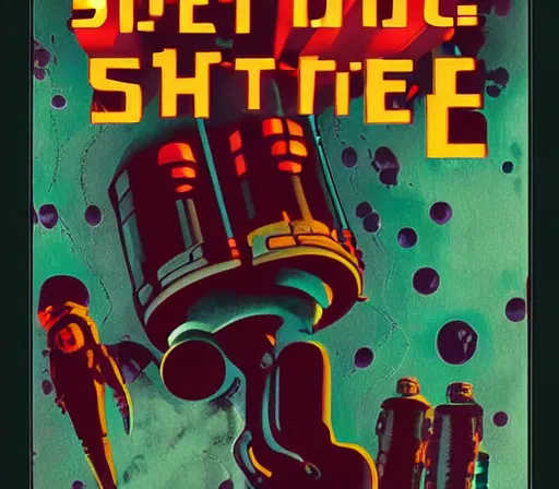 Prompt: retro dark vintage sci-fi : : 2D matte gouache book cover illustration : : deep space macabre sci-fi world