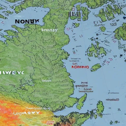 Image similar to Norway puts the European Union and the United Kingdom on alert, ultrarrealistic, flat texture, studio ghibli