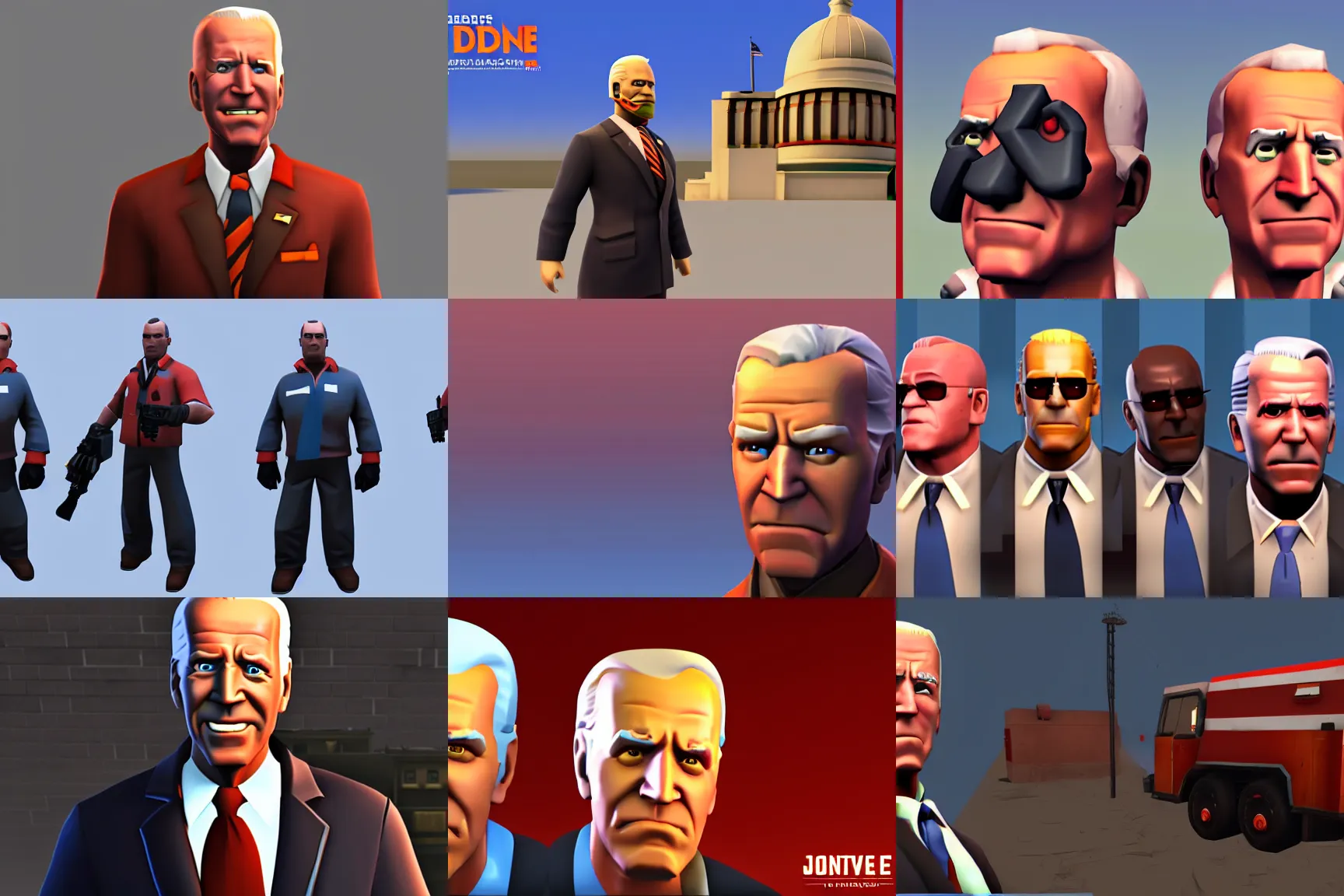 Prompt: joe biden team fortress 2 model, rendered in sfm