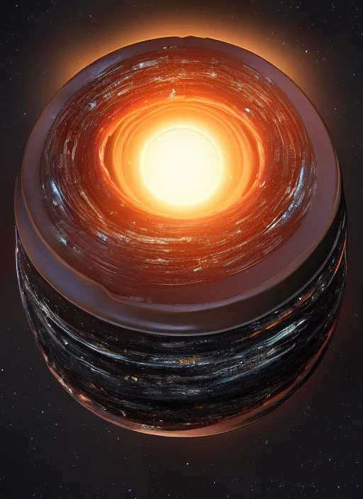 Image similar to a black hole cake, planets, space, universe, au naturel, hyper detailed, digital art, trending in artstation, cinematic lighting, studio quality, smooth render, unreal engine 5 rendered, octane rendered, art style by pixar dreamworks warner bros disney riot games.